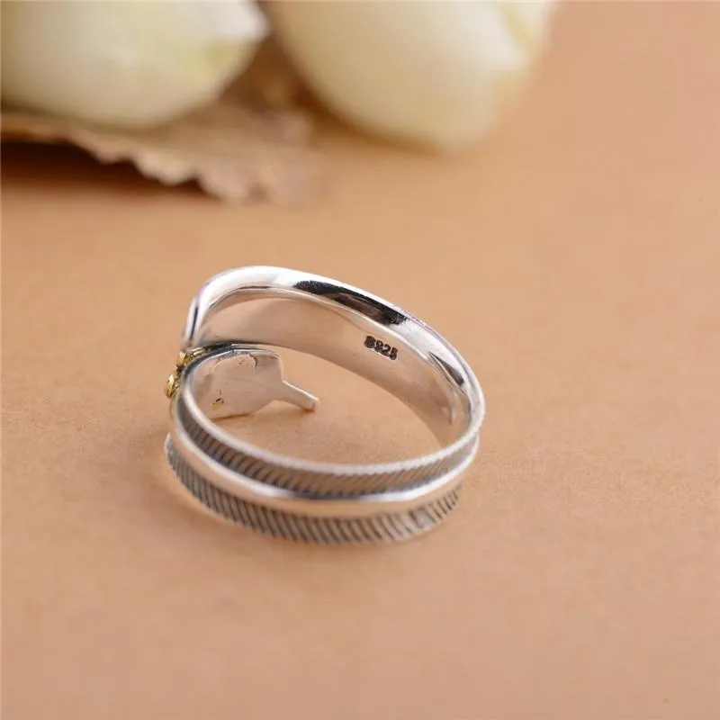 "All Dogs Go To Heaven" Sterling Silver Angel Feather Ring