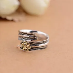 "All Dogs Go To Heaven" Sterling Silver Angel Feather Ring