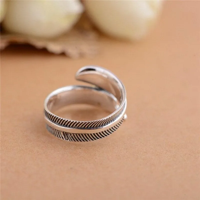 "All Dogs Go To Heaven" Sterling Silver Angel Feather Ring