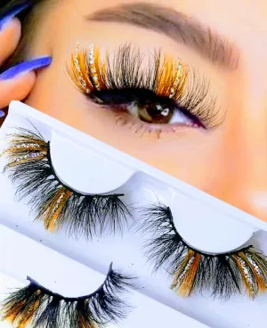 "Autumn Glam" 20mm Glitter Fluffy False Eyelash