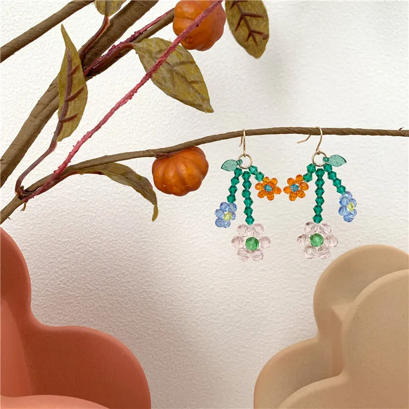 "CRYSTAL COLORFUL FLOWER" EARRINGS D042212