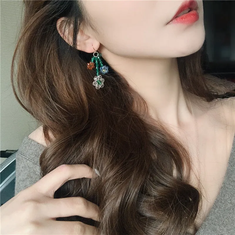 "CRYSTAL COLORFUL FLOWER" EARRINGS D042212
