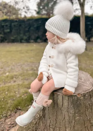 "Feliz" Ivory Faux Fur Coat