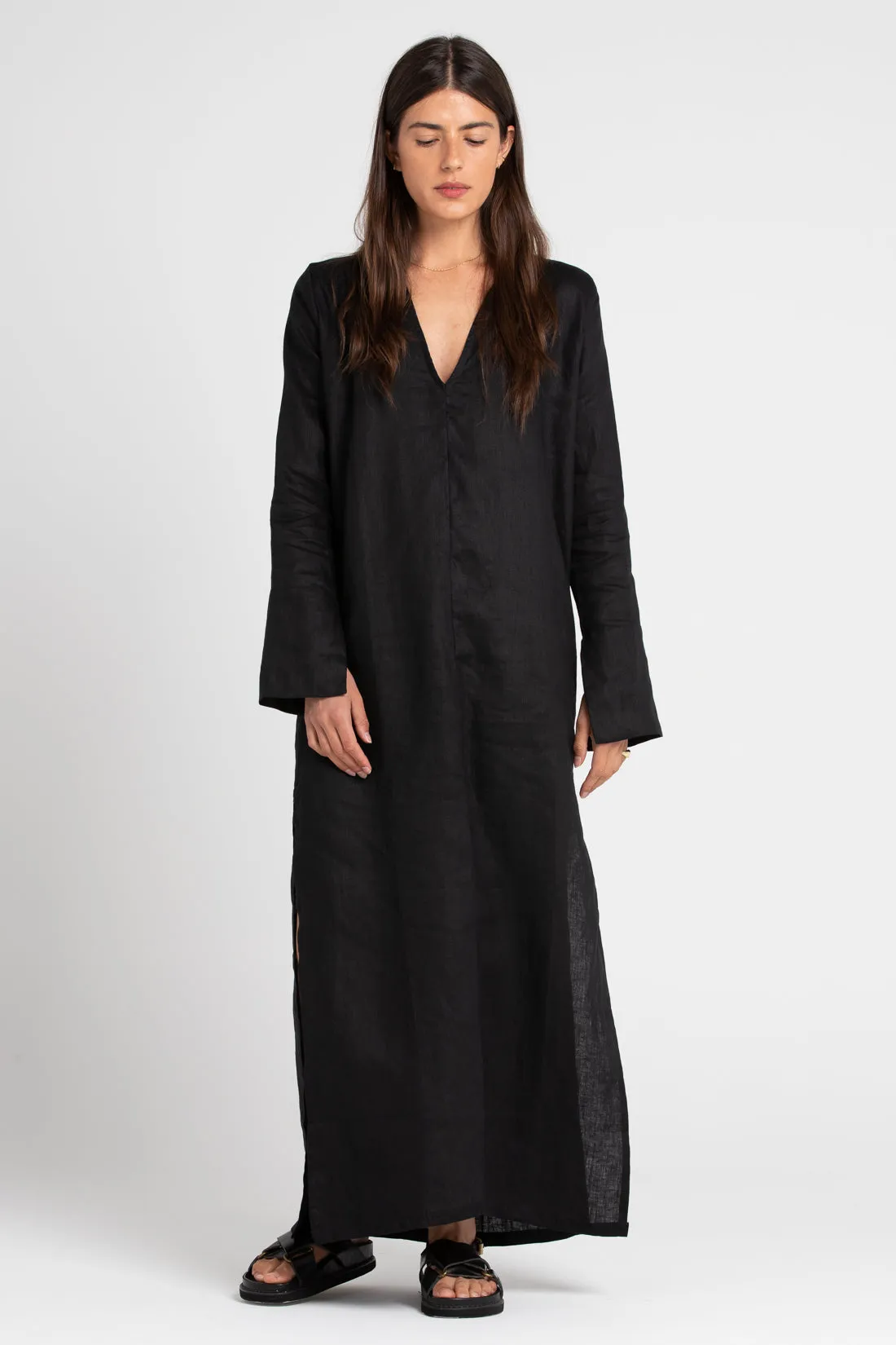 Ragna Linen Dress Black