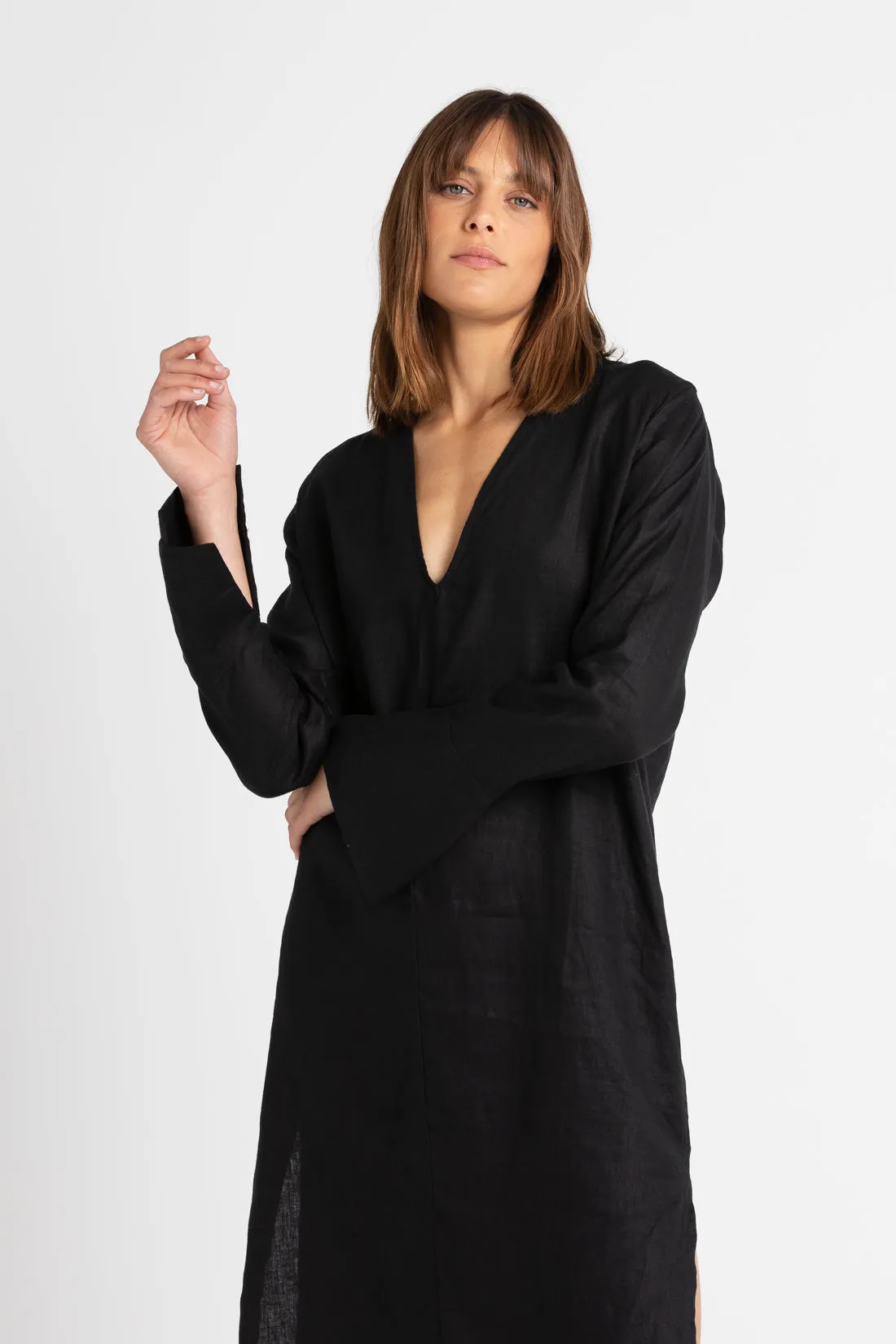 Ragna Linen Dress Black