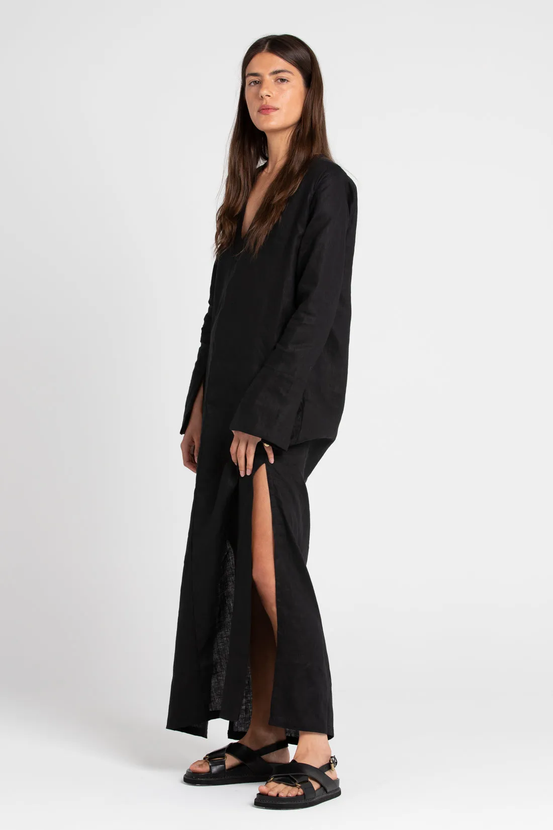 Ragna Linen Dress Black