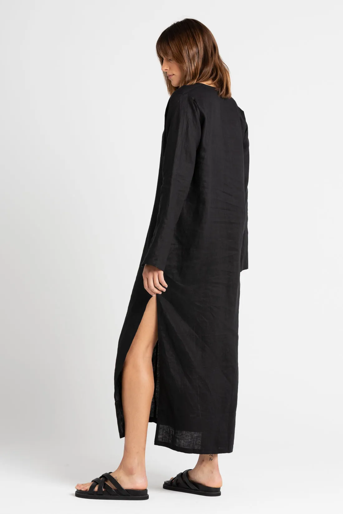 Ragna Linen Dress Black