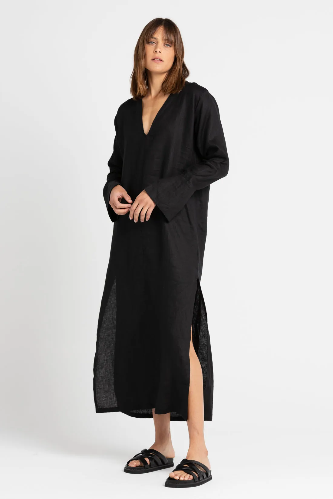 Ragna Linen Dress Black