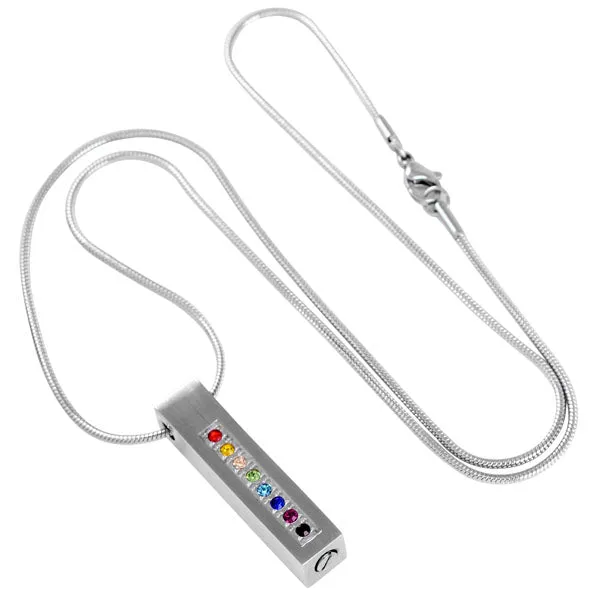 Rainbow Bar Cremation Urn Necklace
