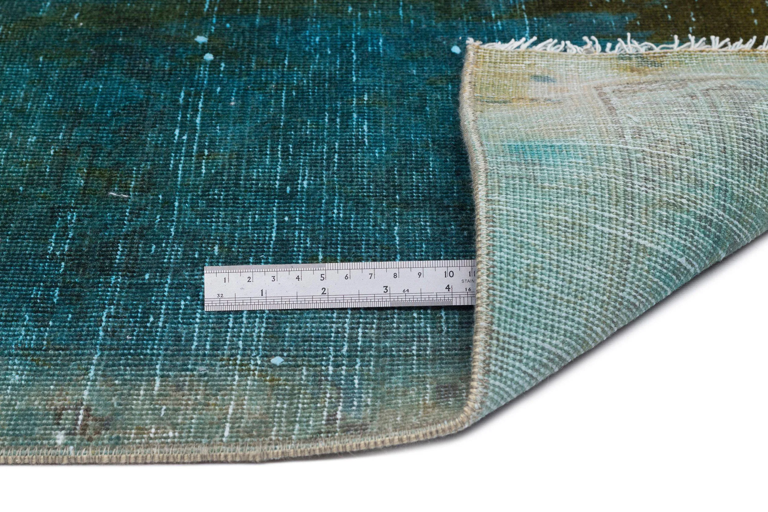 Retro Design Blue and Mustard Over Dyed Vintage XLarge Rug 9'2'' x 12'4'' ft 279 x 376 cm