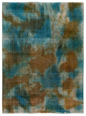Retro Design Blue and Mustard Over Dyed Vintage XLarge Rug 9'2'' x 12'4'' ft 279 x 376 cm