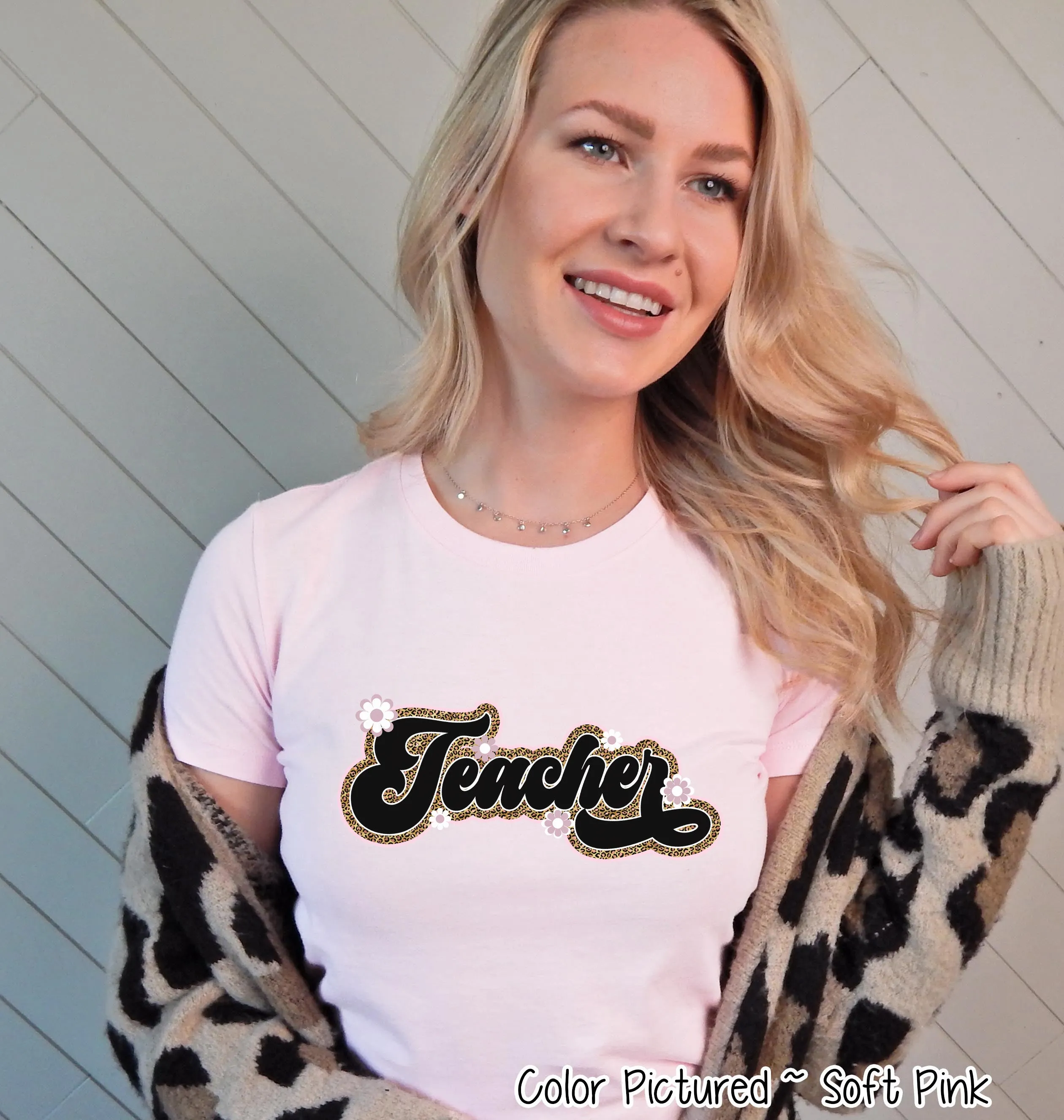 Retro Leopard Teacher Tee
