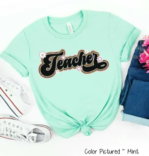 Retro Leopard Teacher Tee