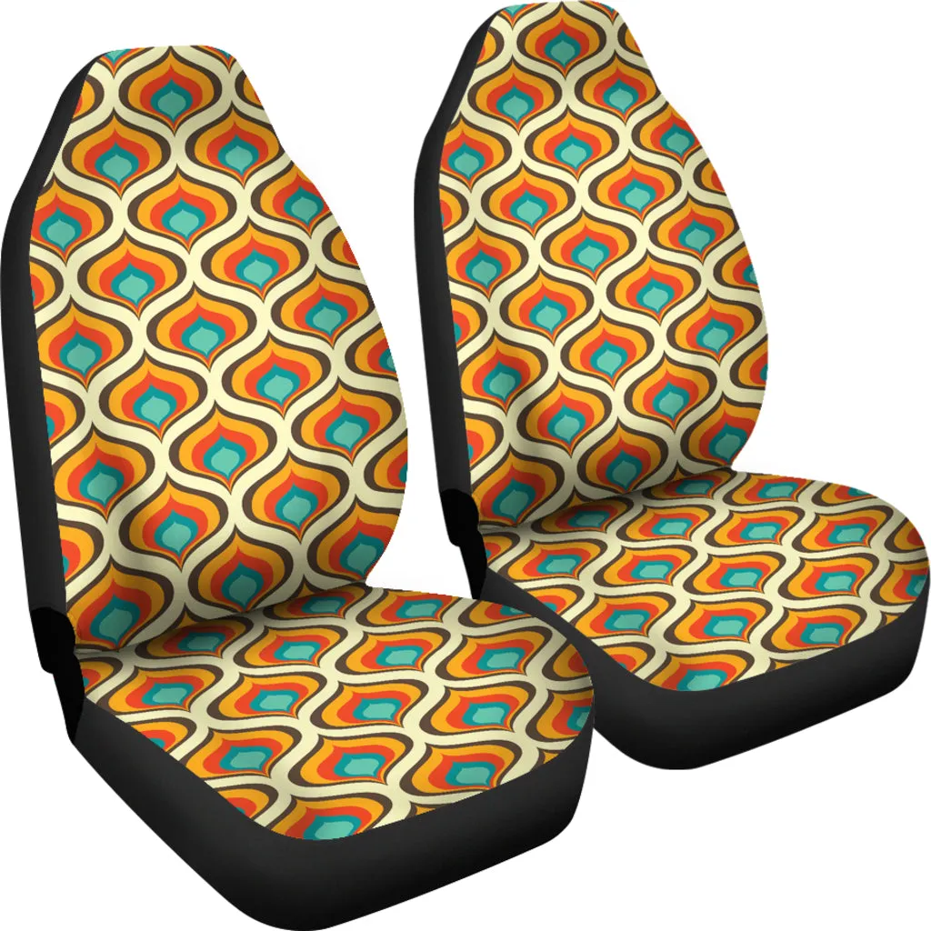 Retro Pattern Car Seat Covers Colorful Ogee Pattern