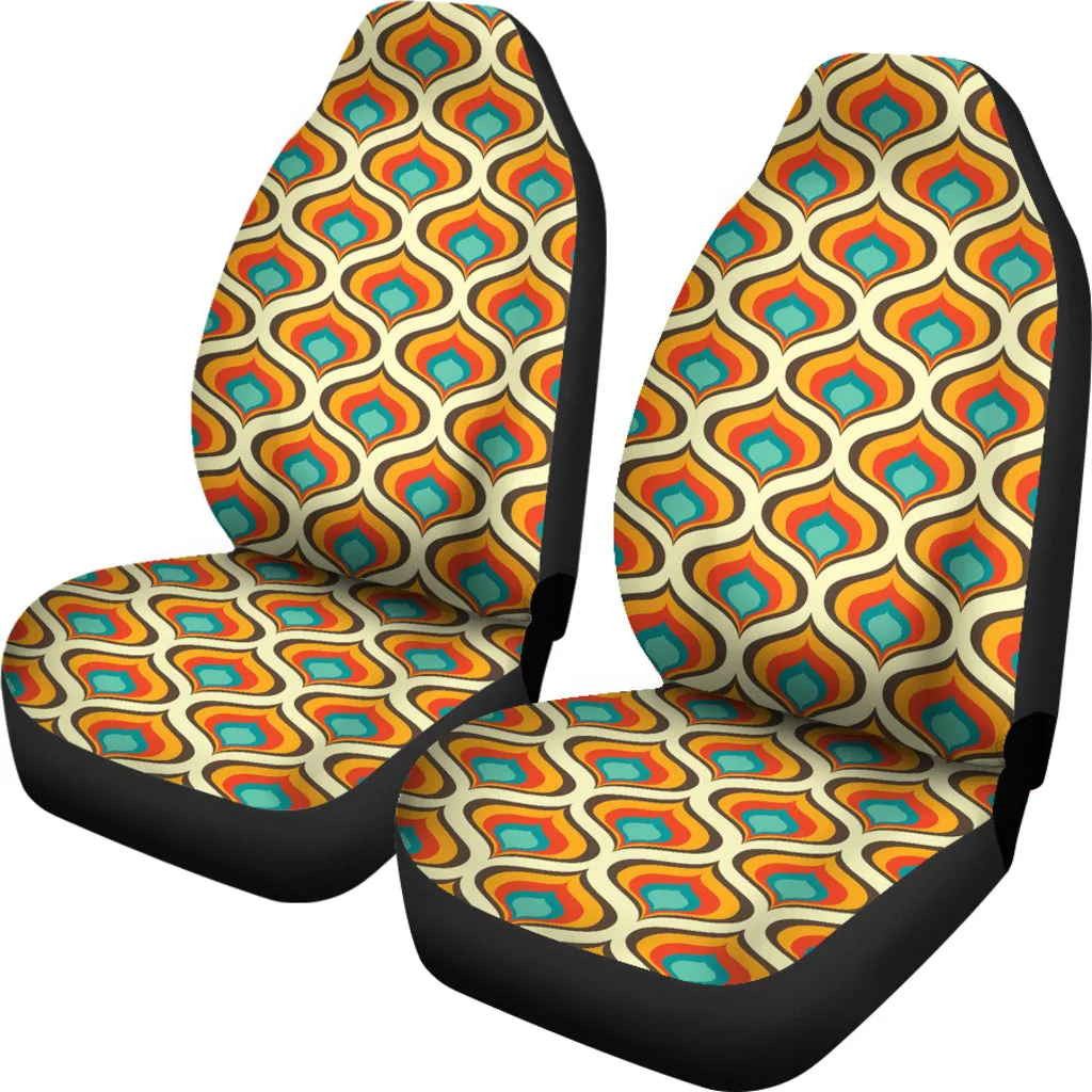 Retro Pattern Car Seat Covers Colorful Ogee Pattern