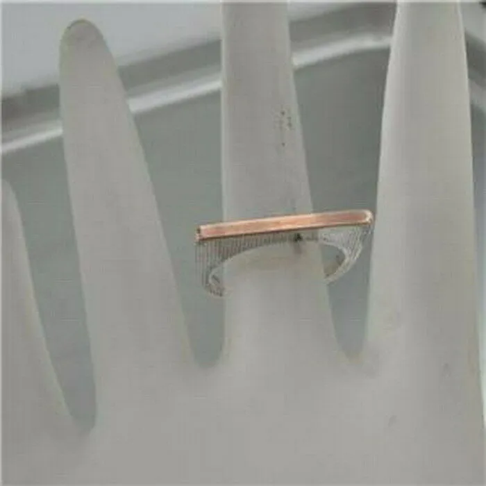Ring 925 Silver 9k Rose Gold size 6.5 Minimalist Art Hadar Designers  (H) SALE