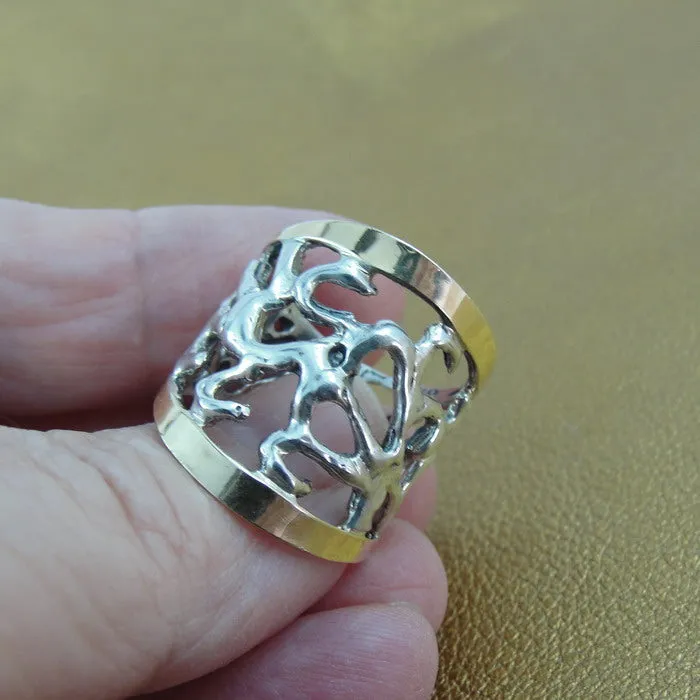 Ring 9k Yellow Gold 925 6.5,7,8,9,10 Silver Filigree Hadar Designers (Si) y