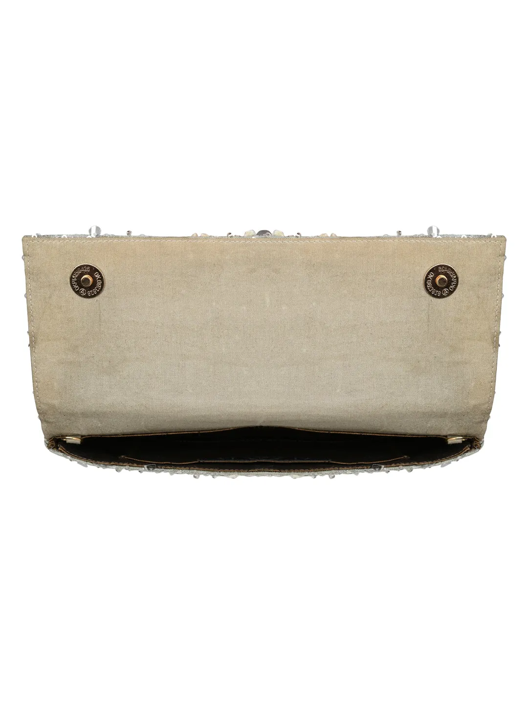 Rocia By Regal Silver Women Heavy Embellished Clutch