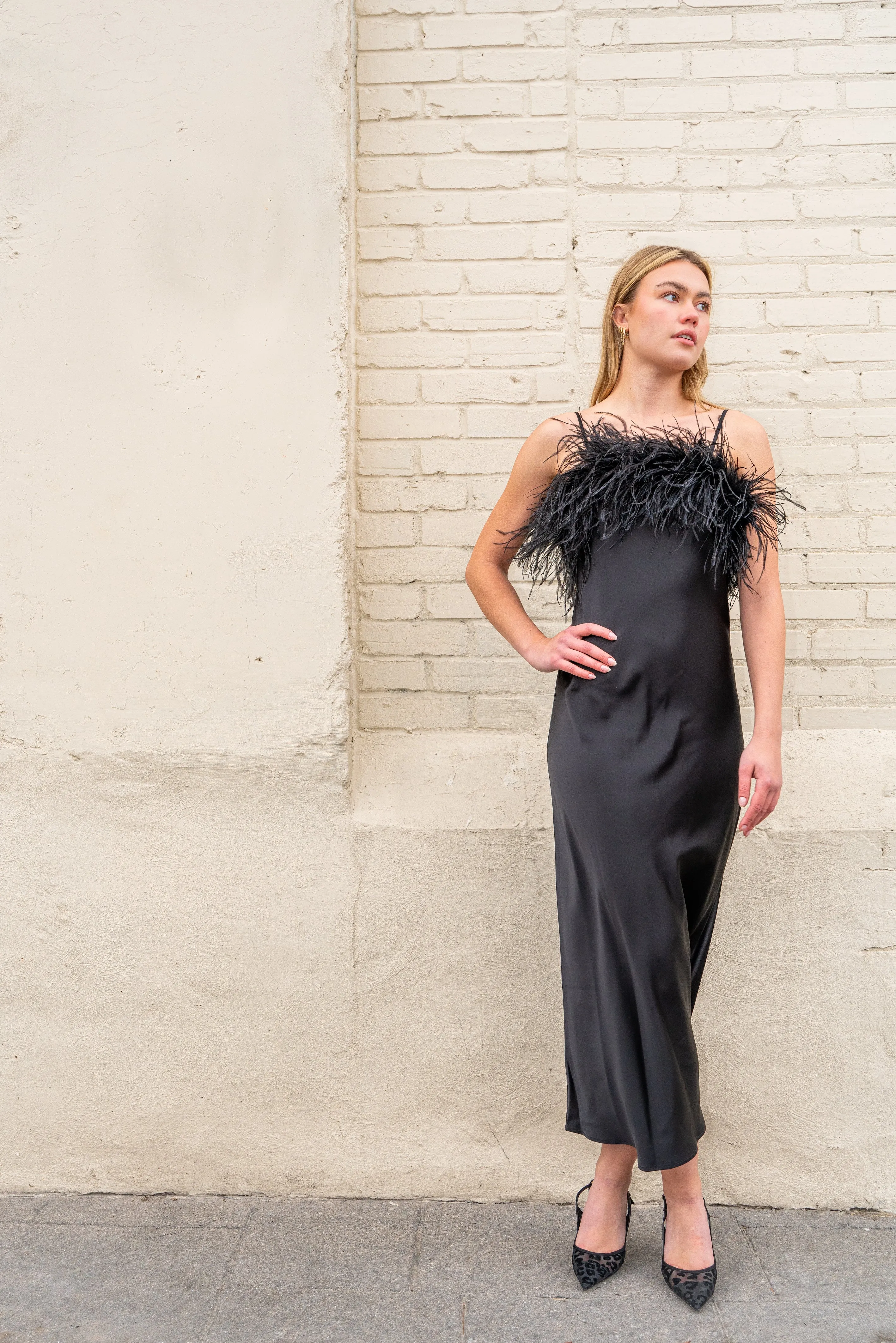 ROMA SILK FEATHER DRESS