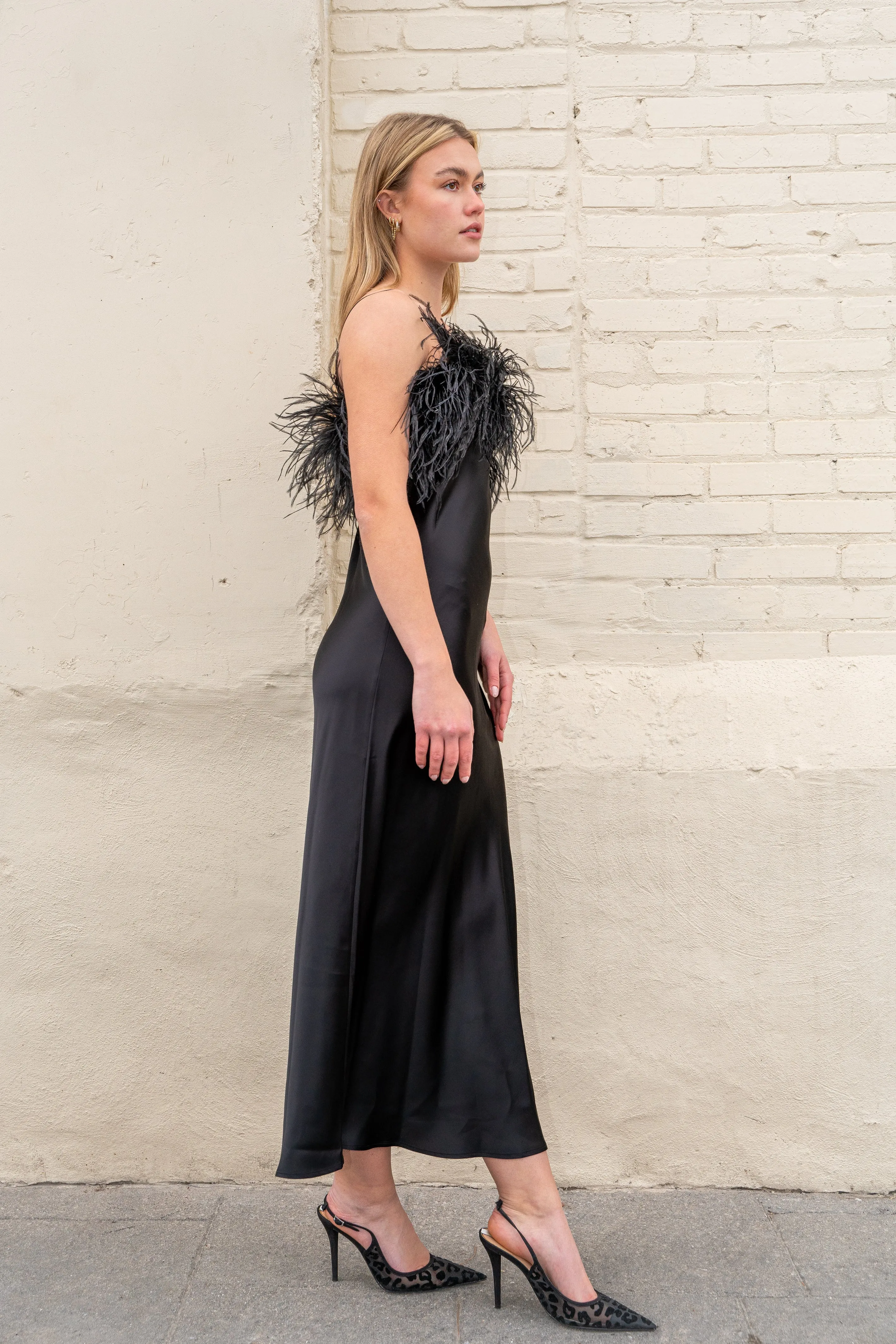 ROMA SILK FEATHER DRESS