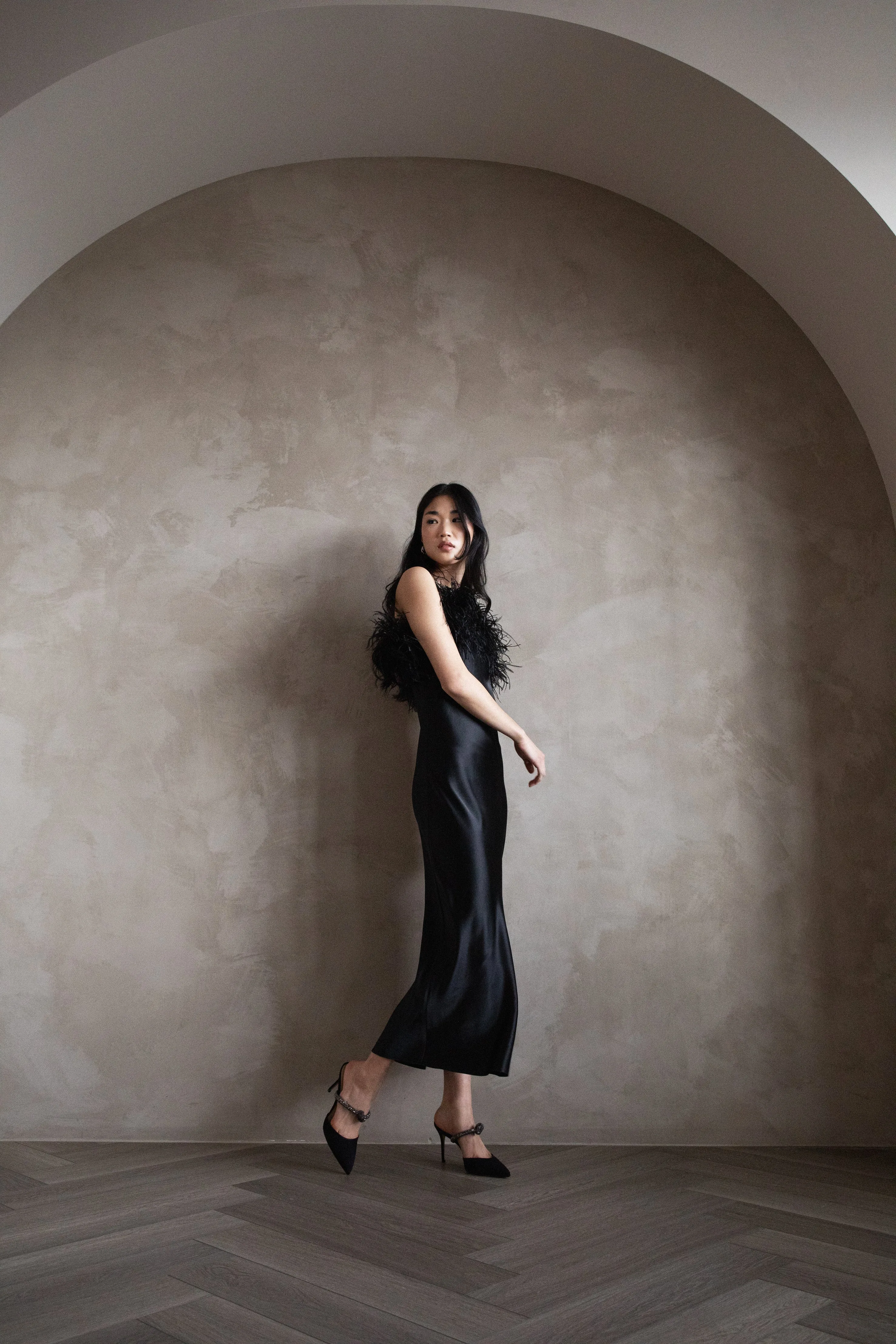 ROMA SILK FEATHER DRESS