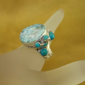 Roman Glass Ring 925 Silver 11.5,12 Handmade Hadar Designers  (H 102b) LAST