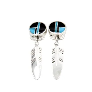 Round Feather Inlay Earrings