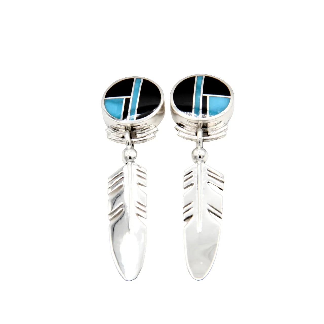 Round Feather Inlay Earrings