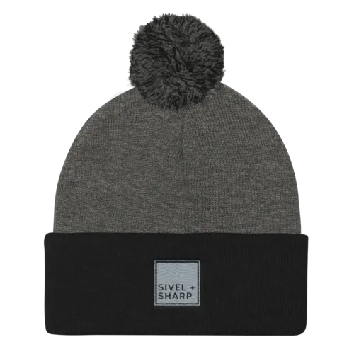 S S Embroidered Logo Pom Pom Knit Cap