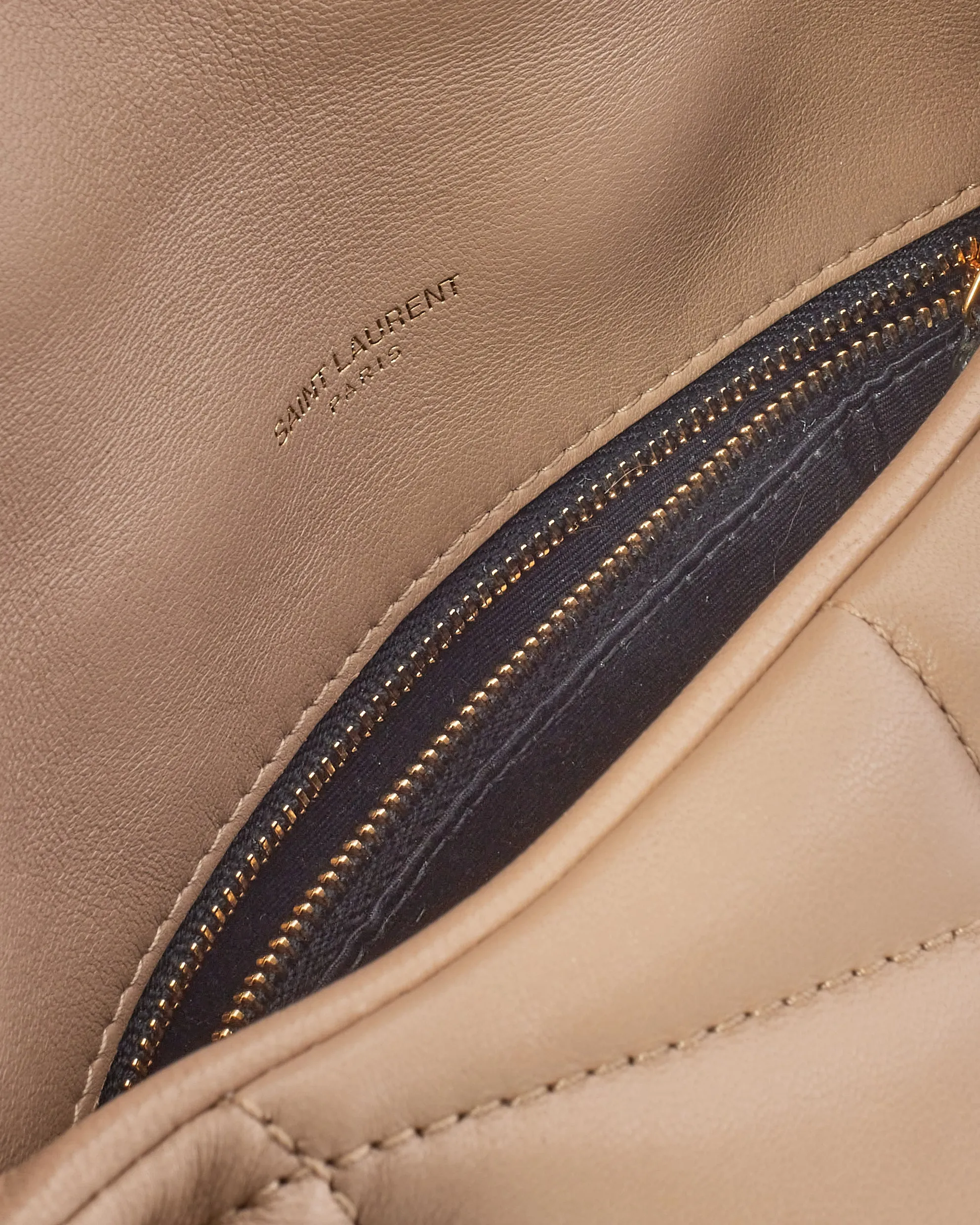 Saint Laurent Beige Leather Toy Lou Puffer Bag