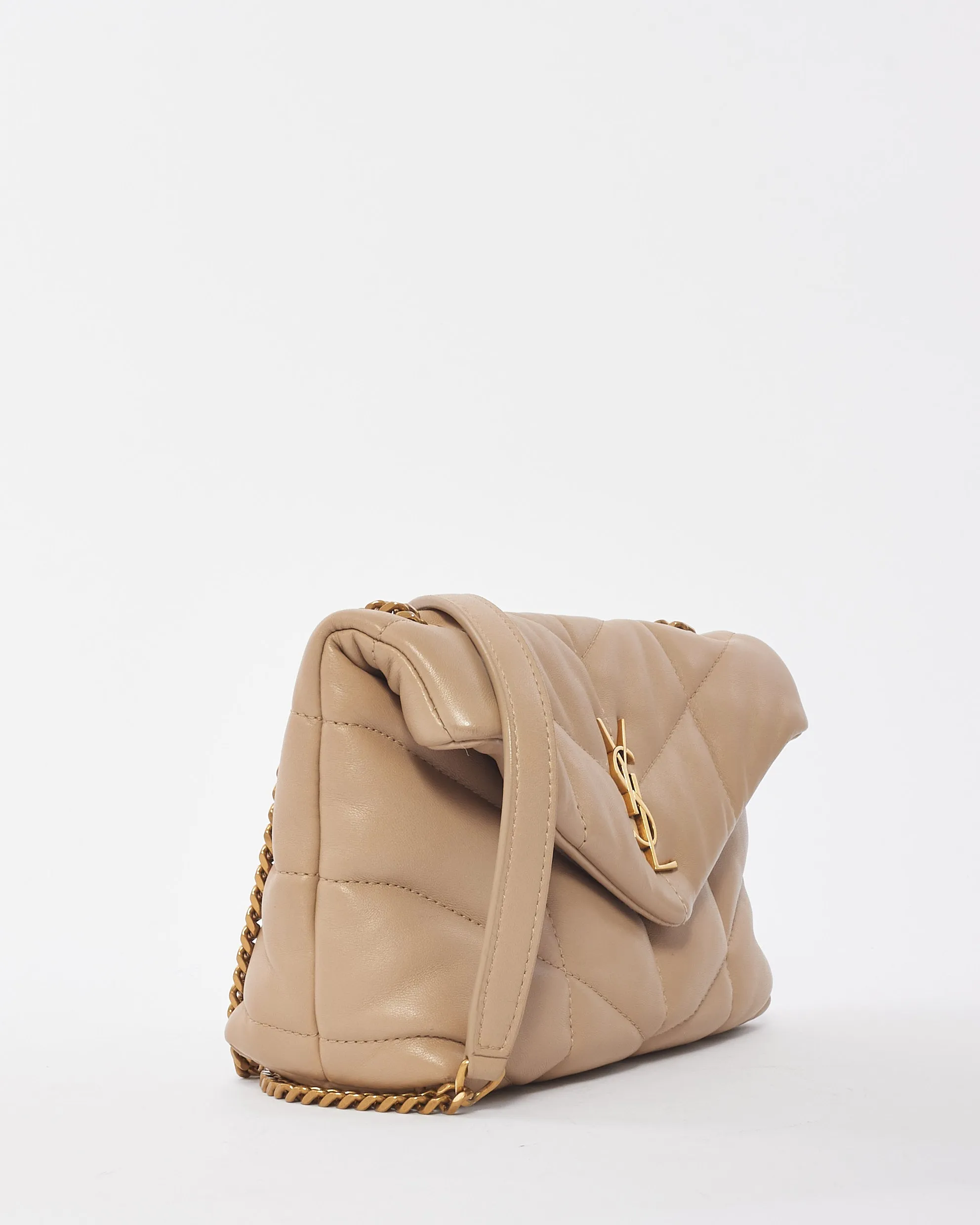 Saint Laurent Beige Leather Toy Lou Puffer Bag