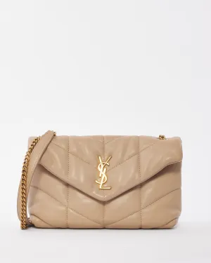 Saint Laurent Beige Leather Toy Lou Puffer Bag