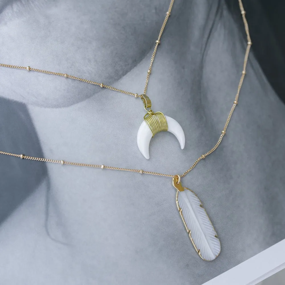 SALE - Feather Stone Necklace (more colors)
