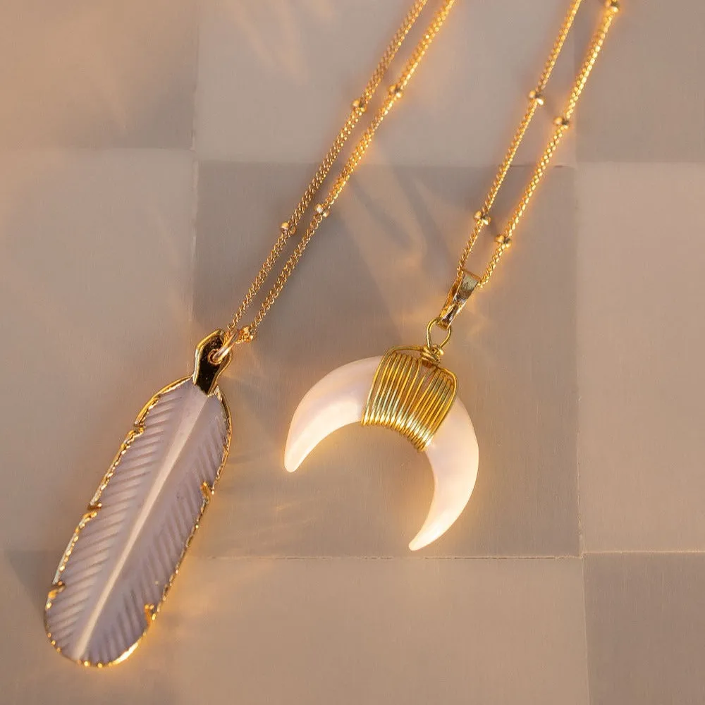 SALE - Feather Stone Necklace (more colors)