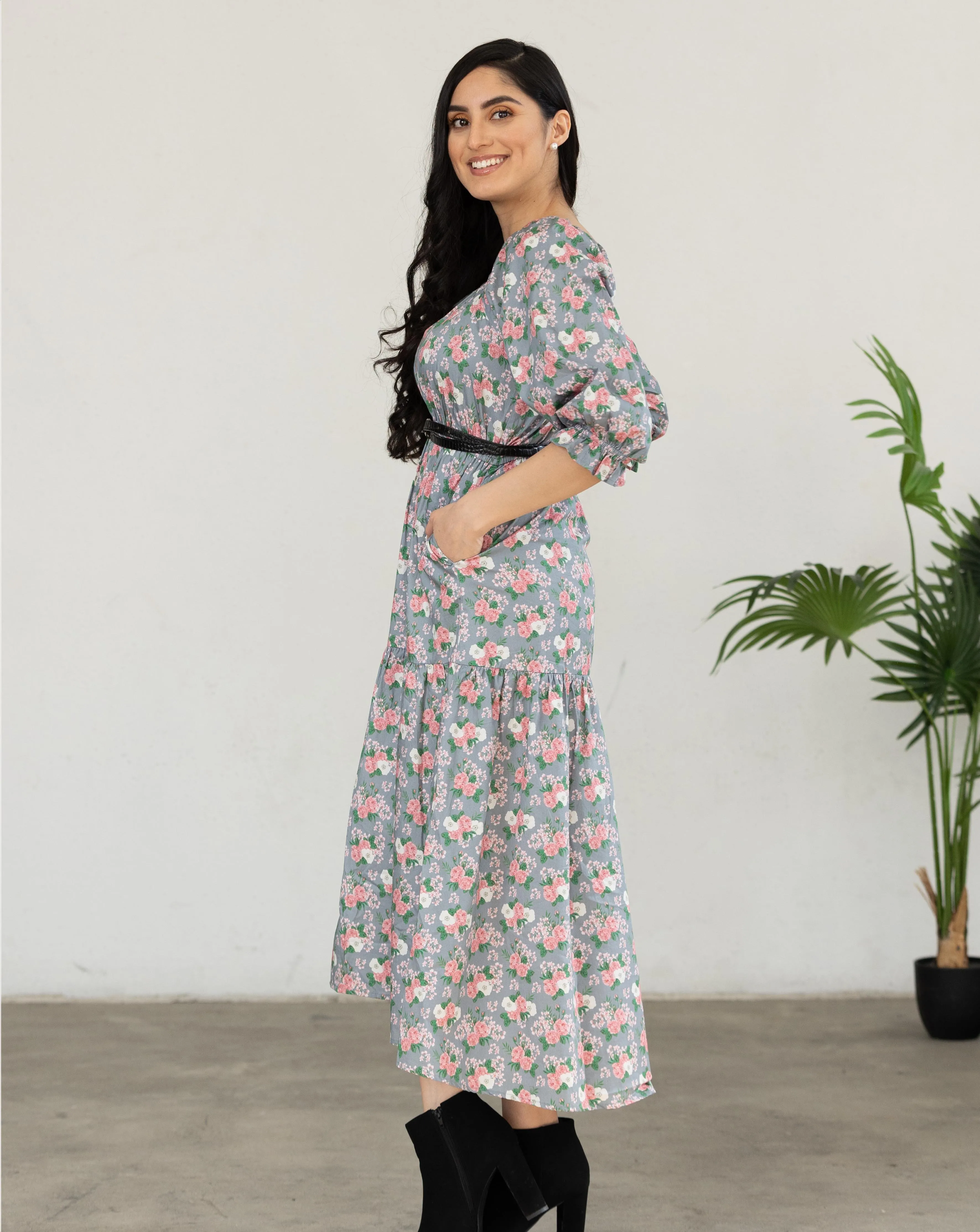 Sarah Fall Floral Printed Dress