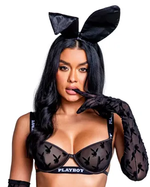 Satin Bunny Ears In Black - Playboy