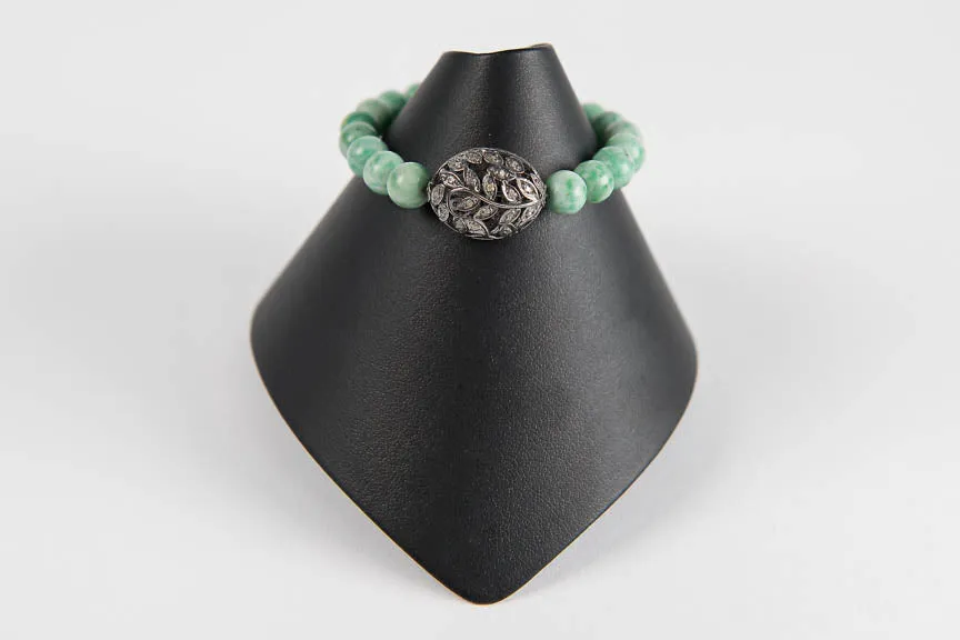 Seafoam jasper and pave diamond bead