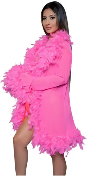 Sexy Long Boa Feather Robe in Hot Pink