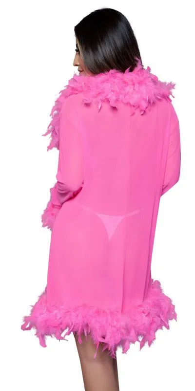 Sexy Long Boa Feather Robe in Hot Pink
