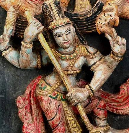 Shiva Protected Markandeya - Wooden Panel