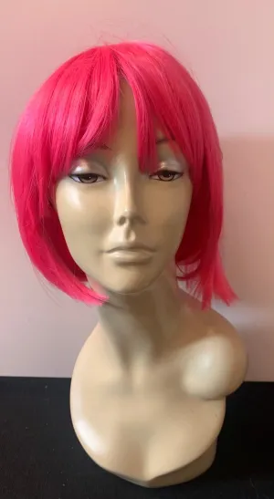 Short Bob Wig with Bangs - Pink
