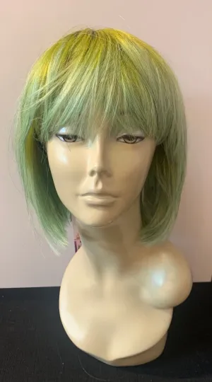 Short Bob Wig with Bangs - Yellow/Lime