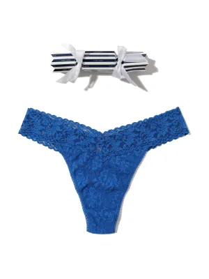 Signature Lace Original Rise Thong Holiday Cracker Deep Dive Blue Sale