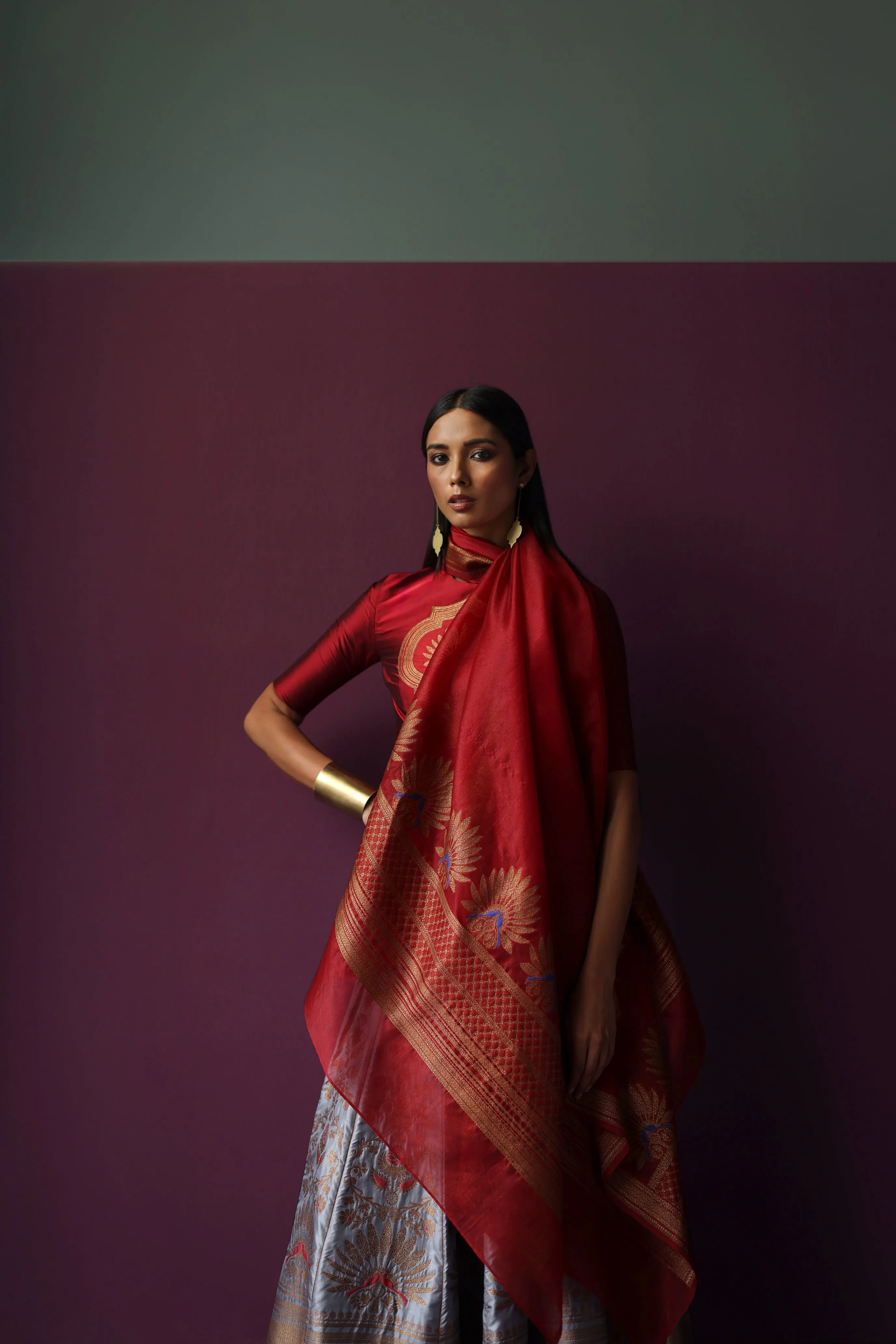 Silk Brocade Lehenga Set