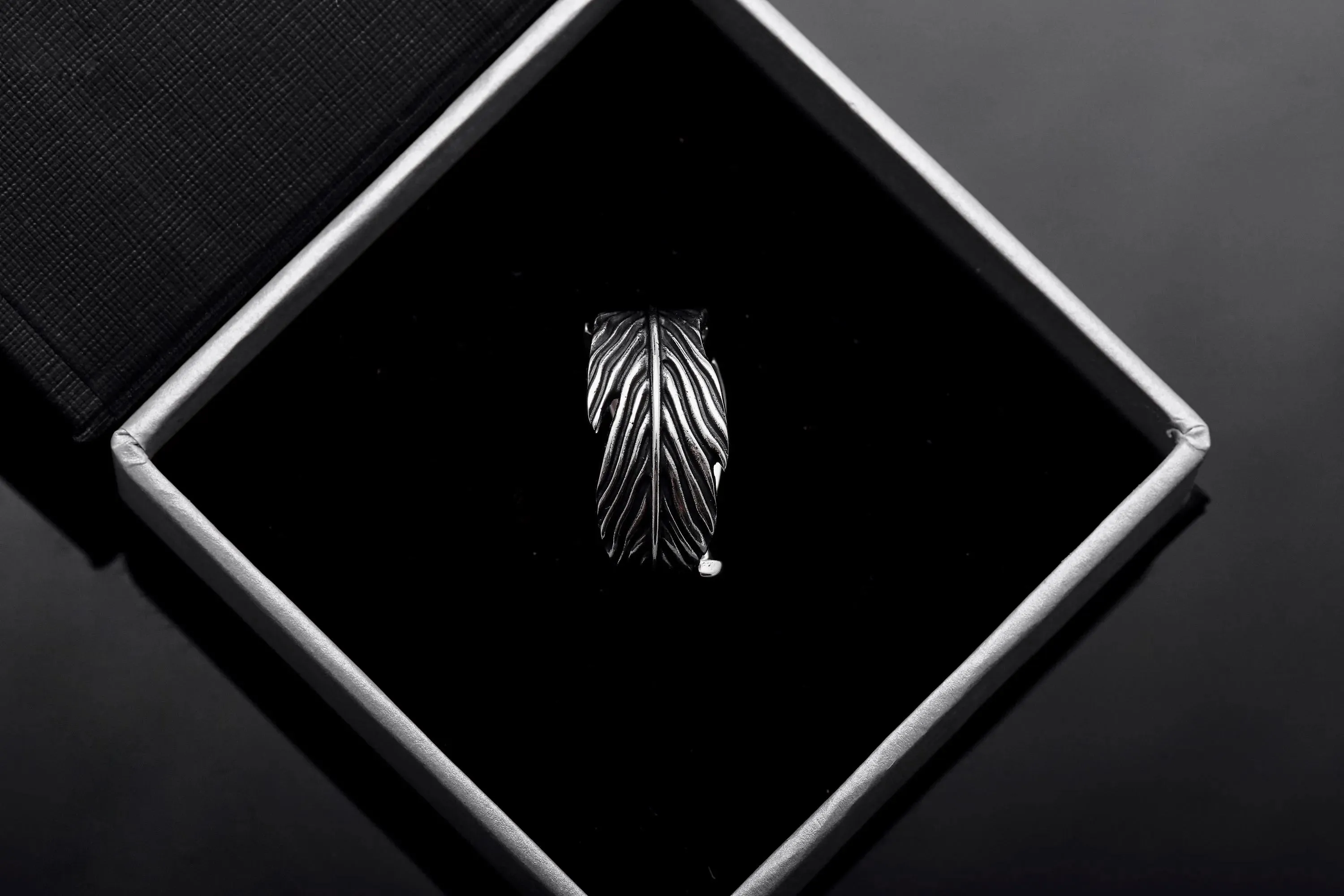 Silver Bird's Feather Ring