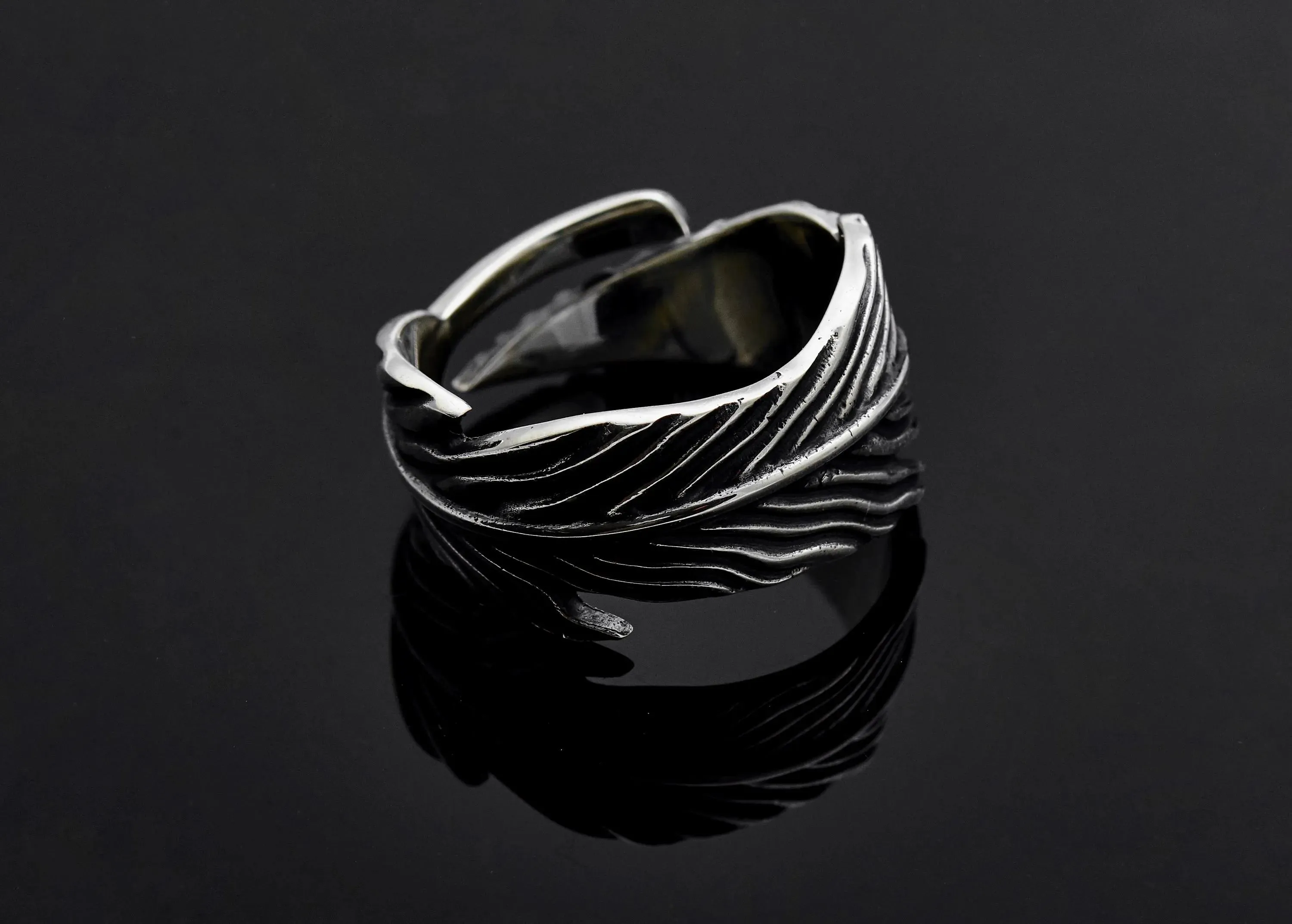 Silver Bird's Feather Ring