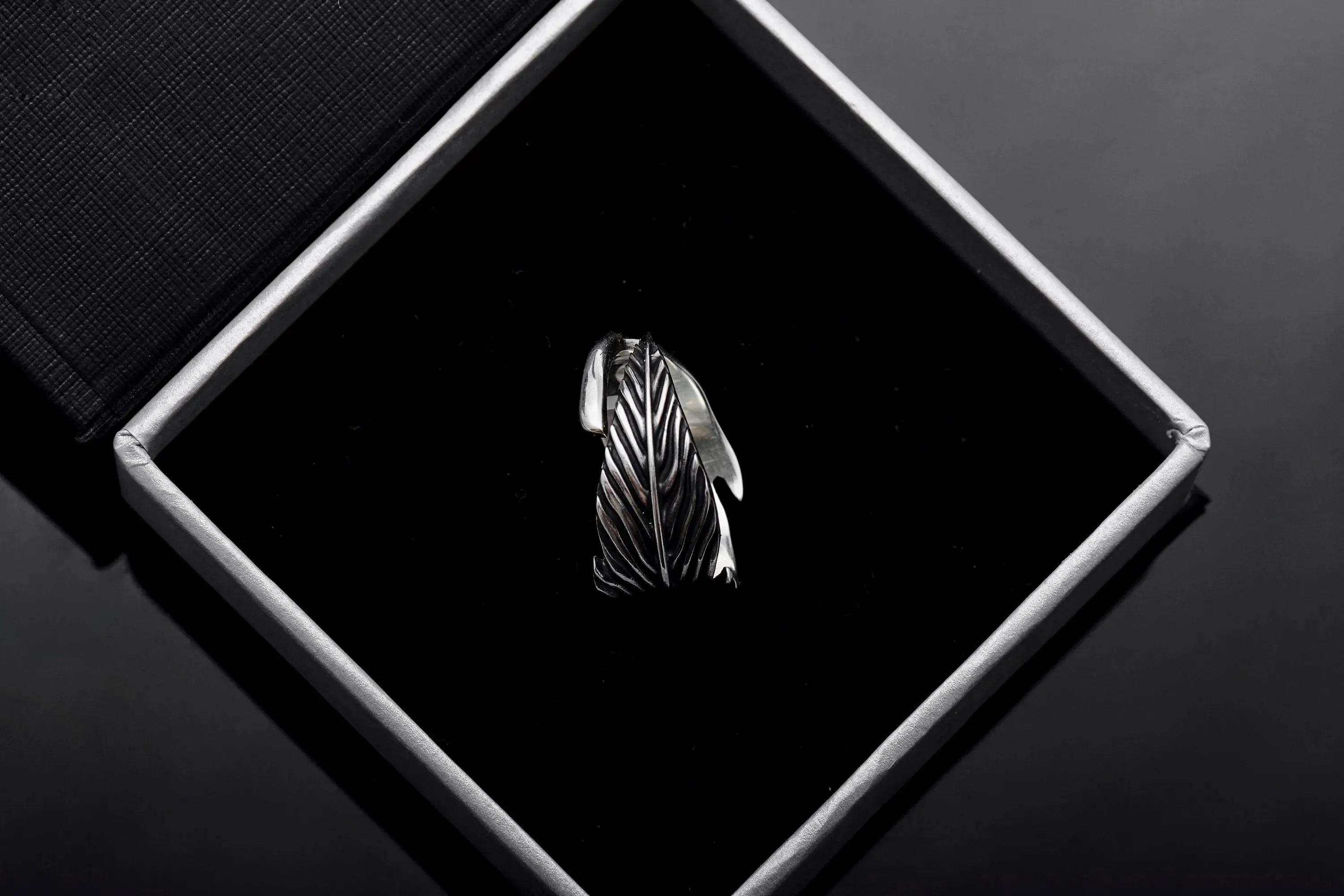 Silver Bird's Feather Ring