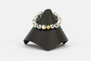 Silver Hematite, 18K Vermeil Bead
