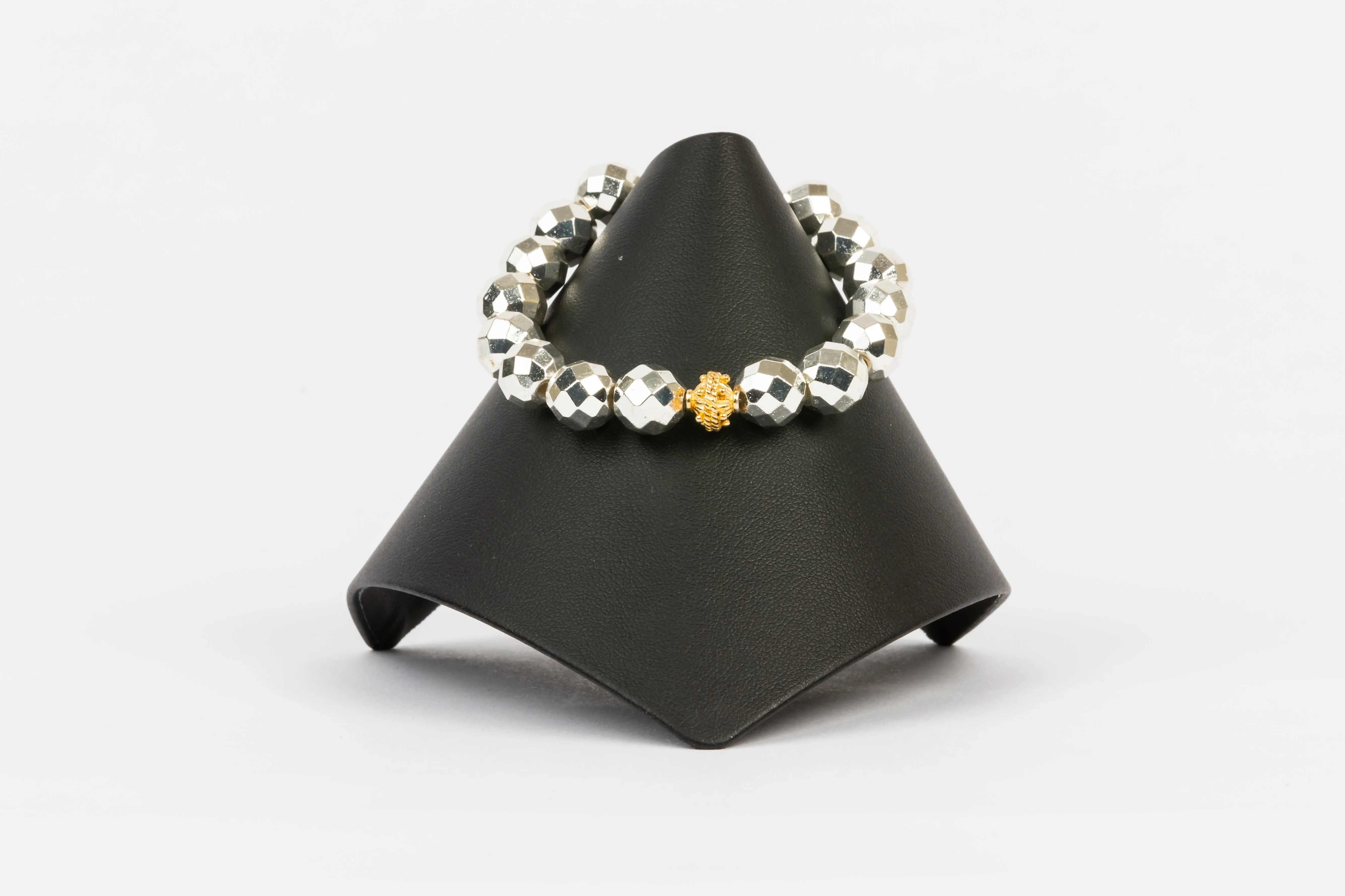 Silver Hematite, 18K Vermeil Bead