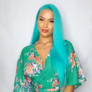 Sky blue long straight